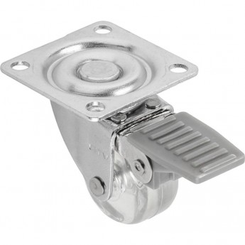 Колесико силиконовое прозрачное с тормозом, FI-35 GTV KM-AH35MM-00 Колесико силиконовое прозрачное с тормозом, FI-35 GTV KM-AH35MM-00